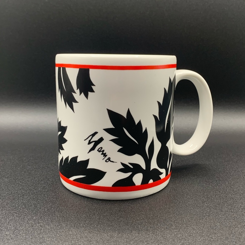 One Vintage Mamo Howell Ulu Print Hawaiian Quilt Coffee Mug Red/Black/White